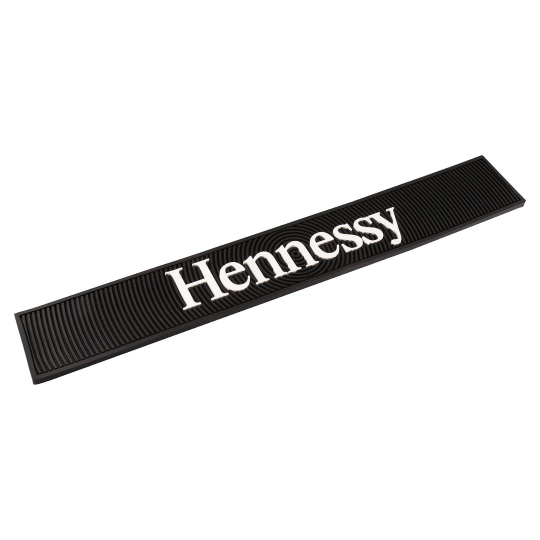 Hennessy Schwarze Barmatte (ca. 60 x 9 cm) – Rutschfeste Silikon-Barunterlage mit Logo