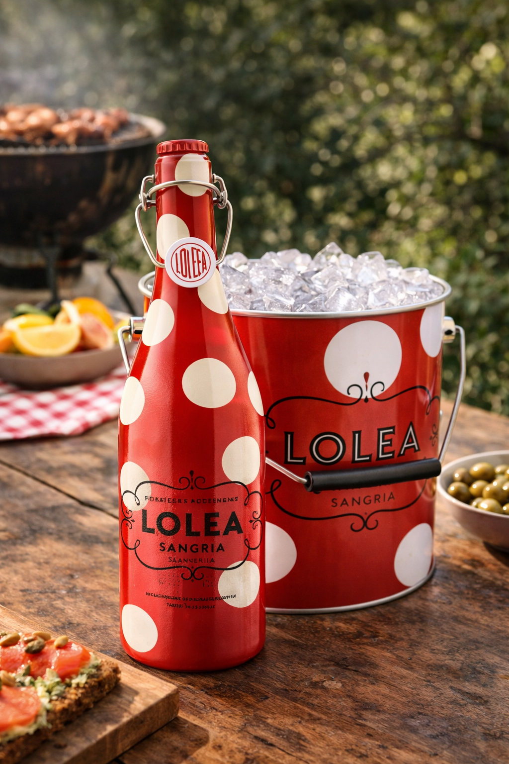 Lolea Sangria N°1 Rot Set – Roter Kühler mit Henkel & Rotwein-Sangria 0,75 l (7 % Vol.) - [Enthält Sulfite]