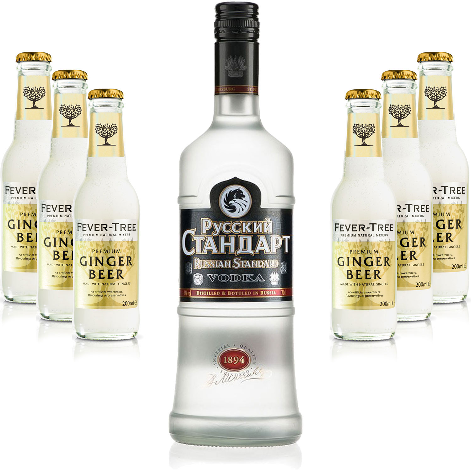 Moscow Mule Set - Russian Standard Vodka 0,7l 700ml (40% Vol) + 6x Fever Tree Ginger Beer 200ml - Inkl. Pfand MEHRWEG