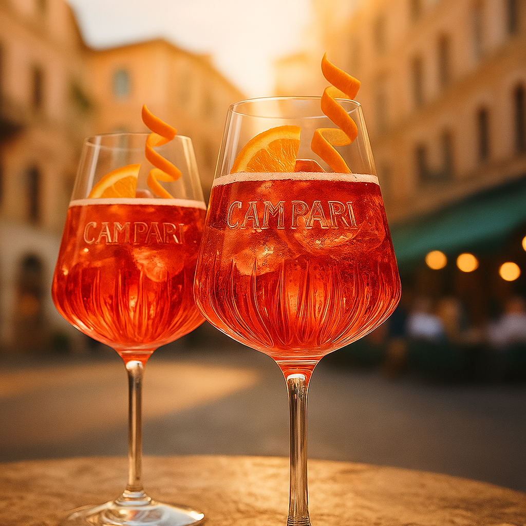 Campari Cocktailgläser – 2er Set | Original Campari Weingläser 0,49 L | Premium Aperitivo & Spritz Gläser im italienischen Design
