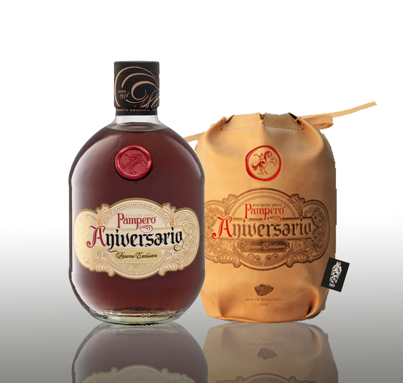 Ron Pampero Aniversario Rum aus Venezuela in Kunstledertasche 0,7l (40% vol.)inkl. Mixcompany Postkarte- [Enthält Sulfite]