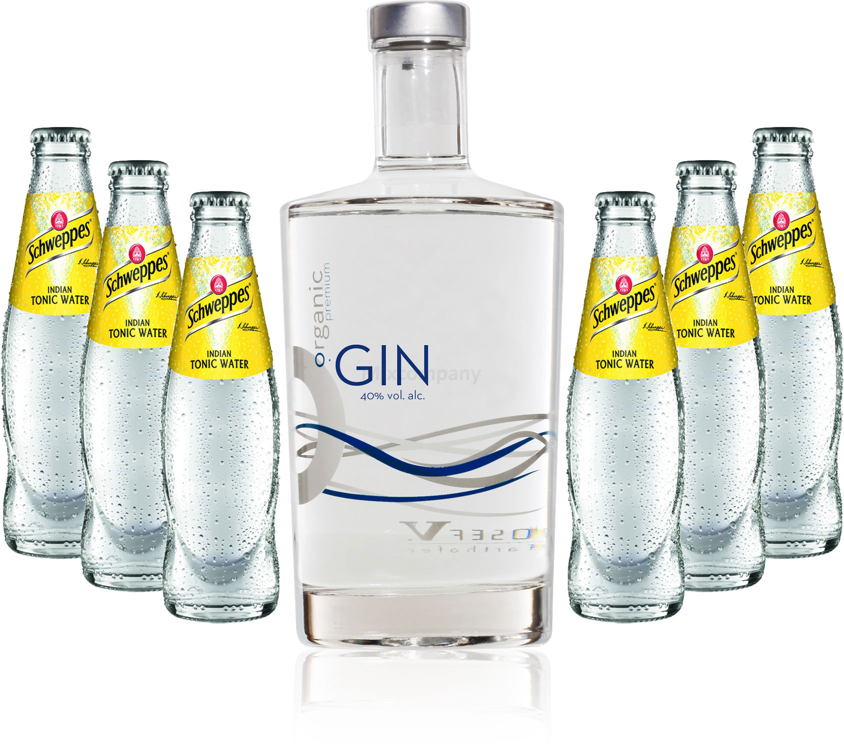 Gin Tonic Set - Organic Gin 0,7l 700ml (40% Vol) + 6x Schweppes Tonic Water 200ml inkl. Pfand MEHRWEG