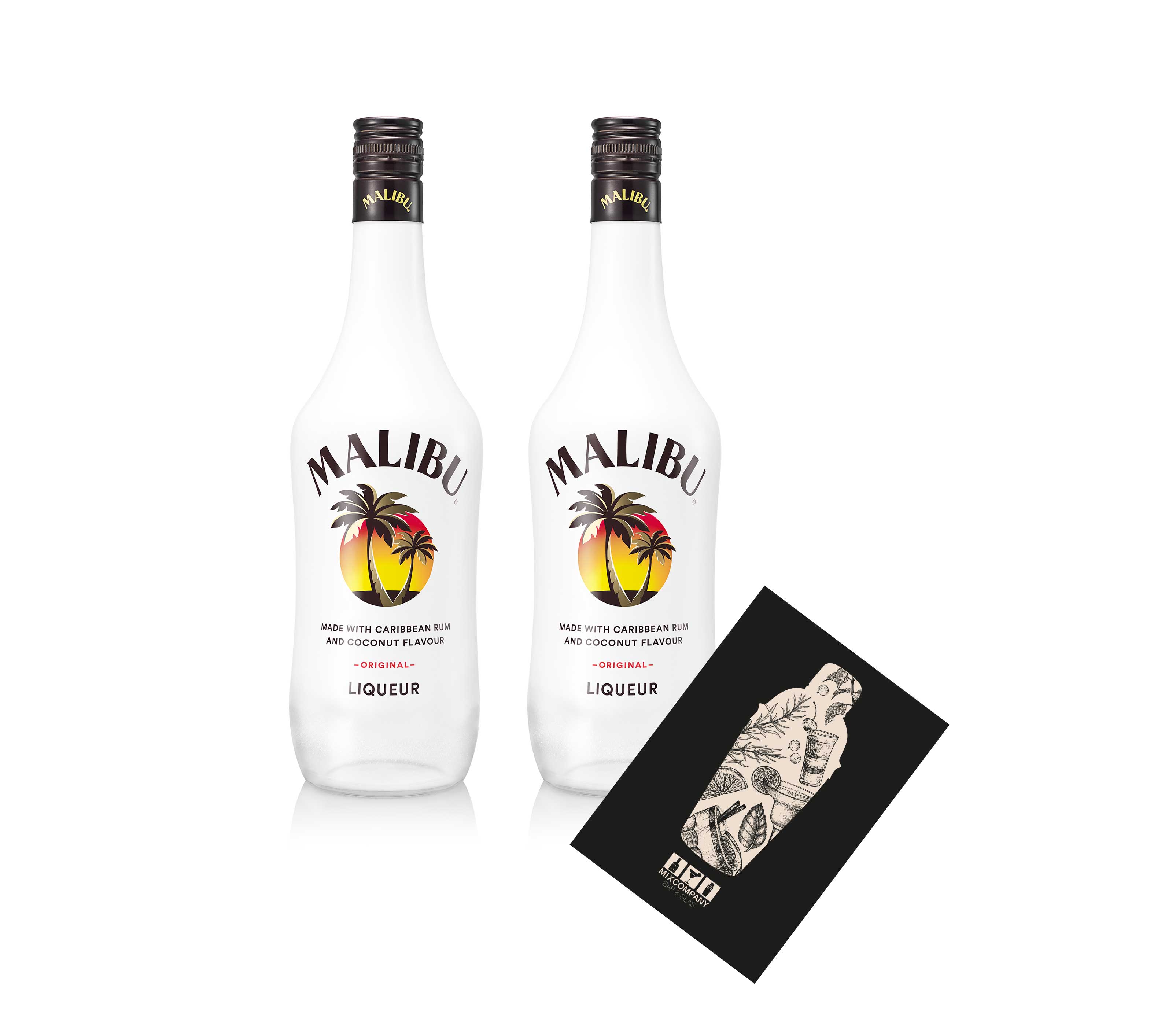 Malibu Kokosnusslikör 2er Set 0,7L (21% Vol) Caribbean Rum Coconut Liqueur- [Enthält Sulfite]