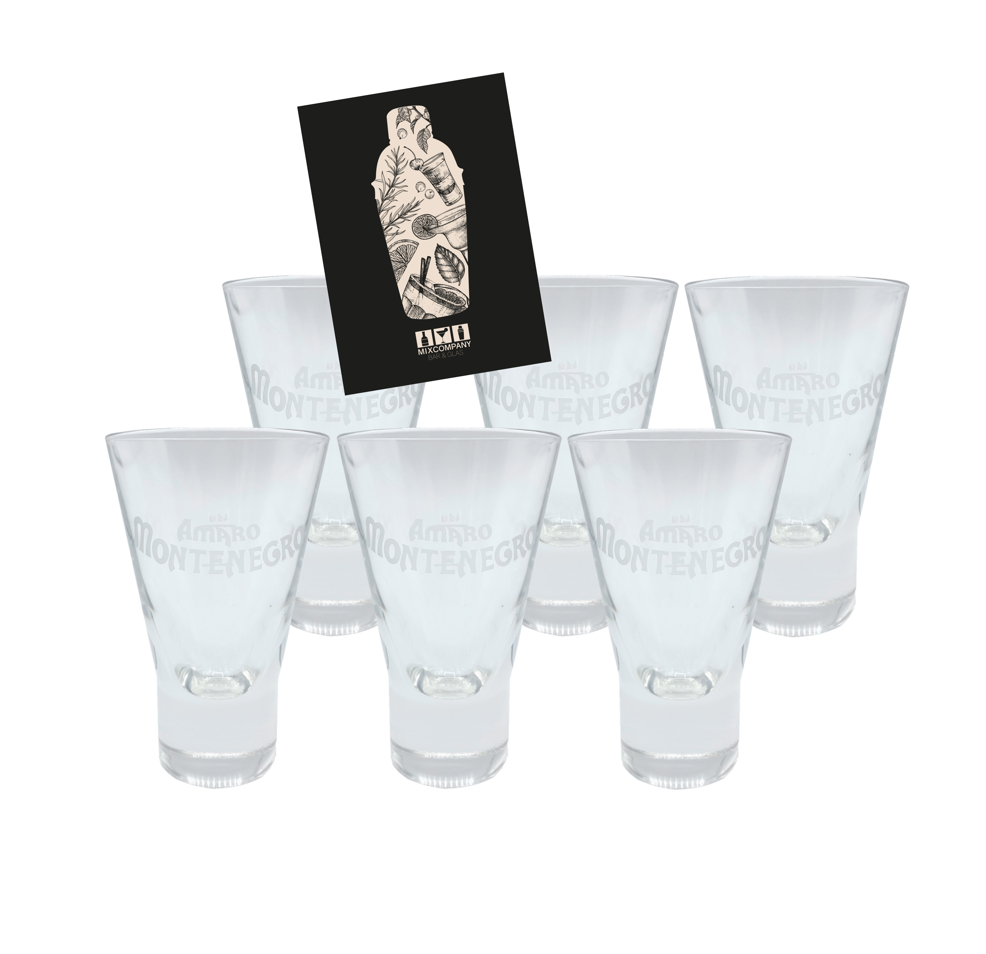 Amaro Montenegro Glas Gläser Set - 6x Gläser geeicht 2cl/4cl 