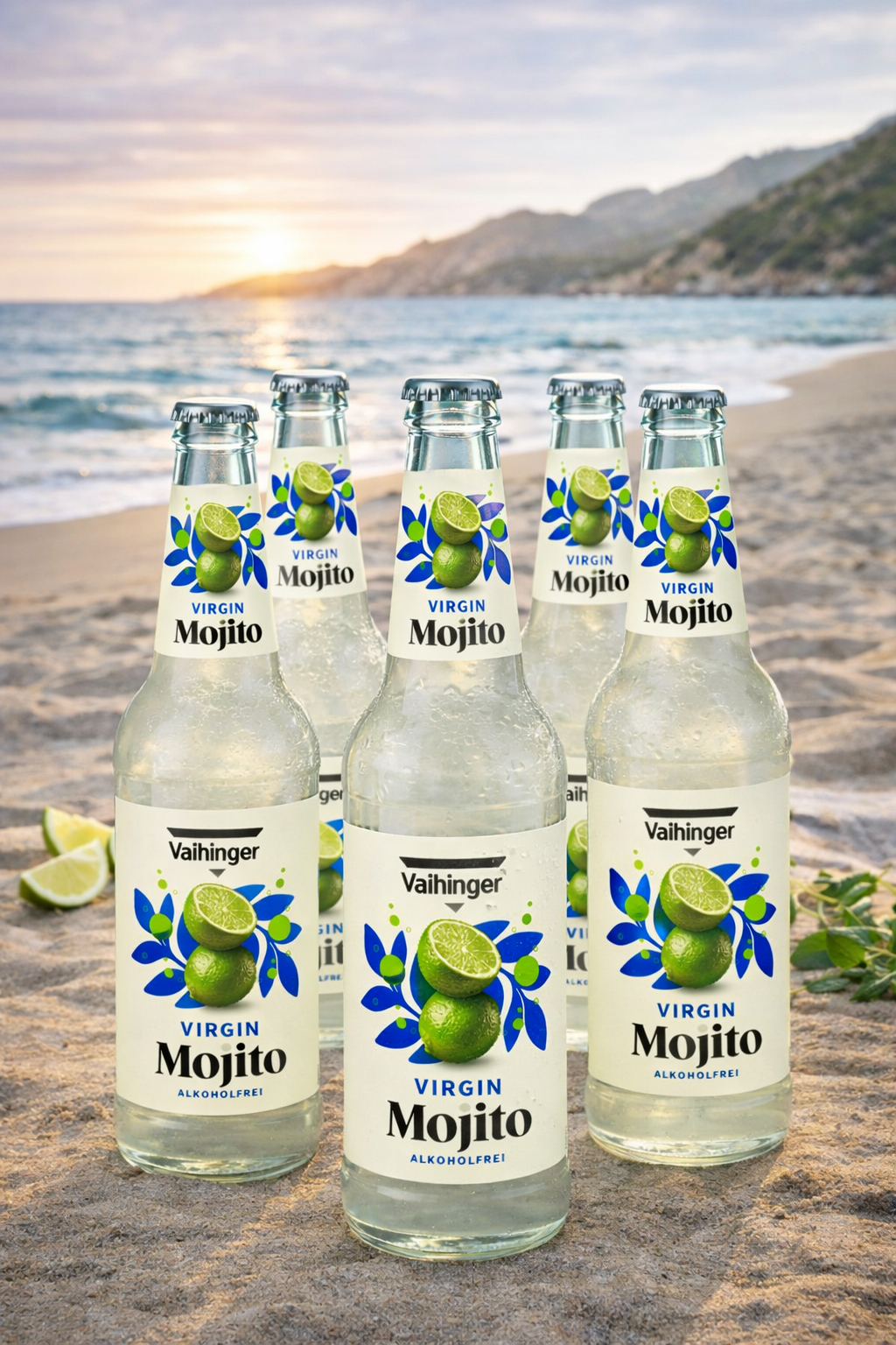 Vaihinger Virgin Mojito alkoholfrei – 24 × 0,33 l Glasflaschen – Erfrischender Mojito-Drink mit Limette & Minze – inkl. Pfand EINWEG