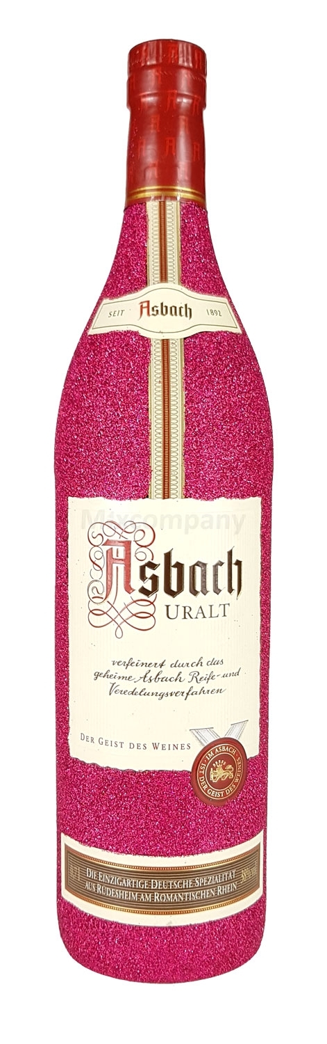 Asbach Uralt Weinbrand 0,7l 700ml (35% Vol) - Bling Bling Glitzerflasche in hot pink -[Enthält Sulfite]