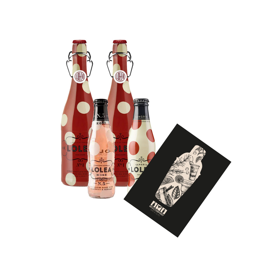 Lolea 2er Set Sangria N°1 ROT 0,75L (7% Vol) 2x Rotwein Sangria Cabernet Sauvignon + 2 Minis GRATIS N°5 ROSA 0,2L (7% Vol) N°2 WEIß 0,2L (7% Vol) GRATIS - [Enthält Sulfite]