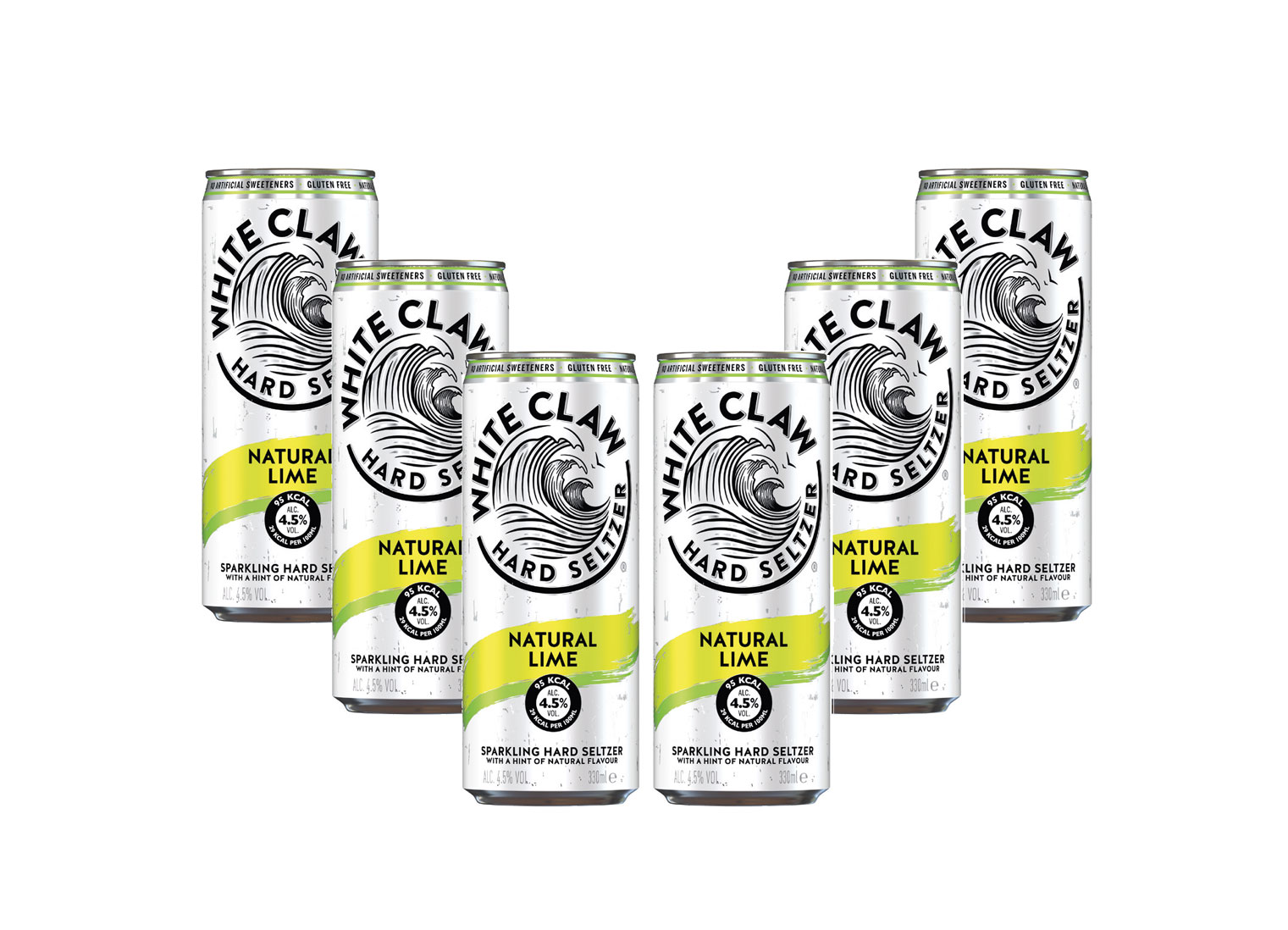 White Claw natural Lime 6er Set je 330ml (4,5% Vol) ready to drink / Longdrink sparkling hard seltzer inkl. Pfand EINWEG - [Enthält Sulfite]