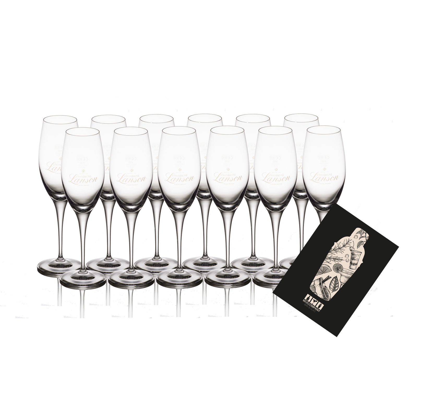 Lanson Champagner 12er Set Glas Champagne Gläser 