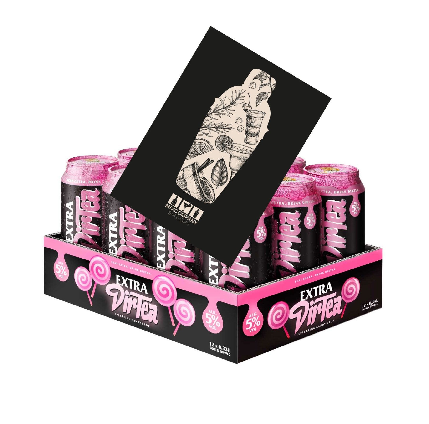 Shirin David Extra Dirtea MHD WARE 12x Sparkling Candy Shop 0,33L (5% Vol) Mindesthaltbarkeit überschritten inkl. Pfand EINWEG- [Enthält Sulfite]