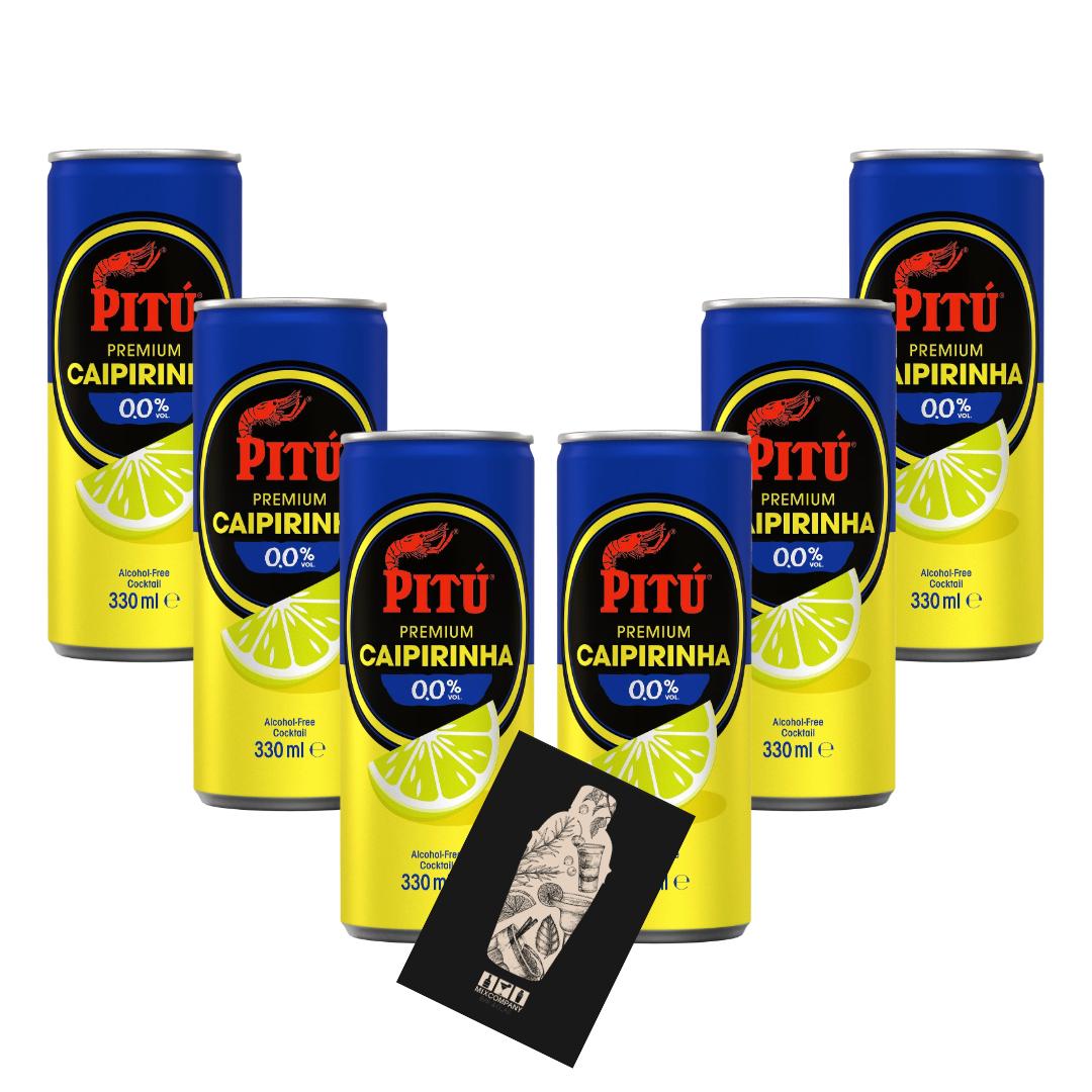 PITU Caipirinha 0,0% Vol – Alkoholfreier Cocktail – 6 x 330 ml Dose- [Enthält Sulfite]