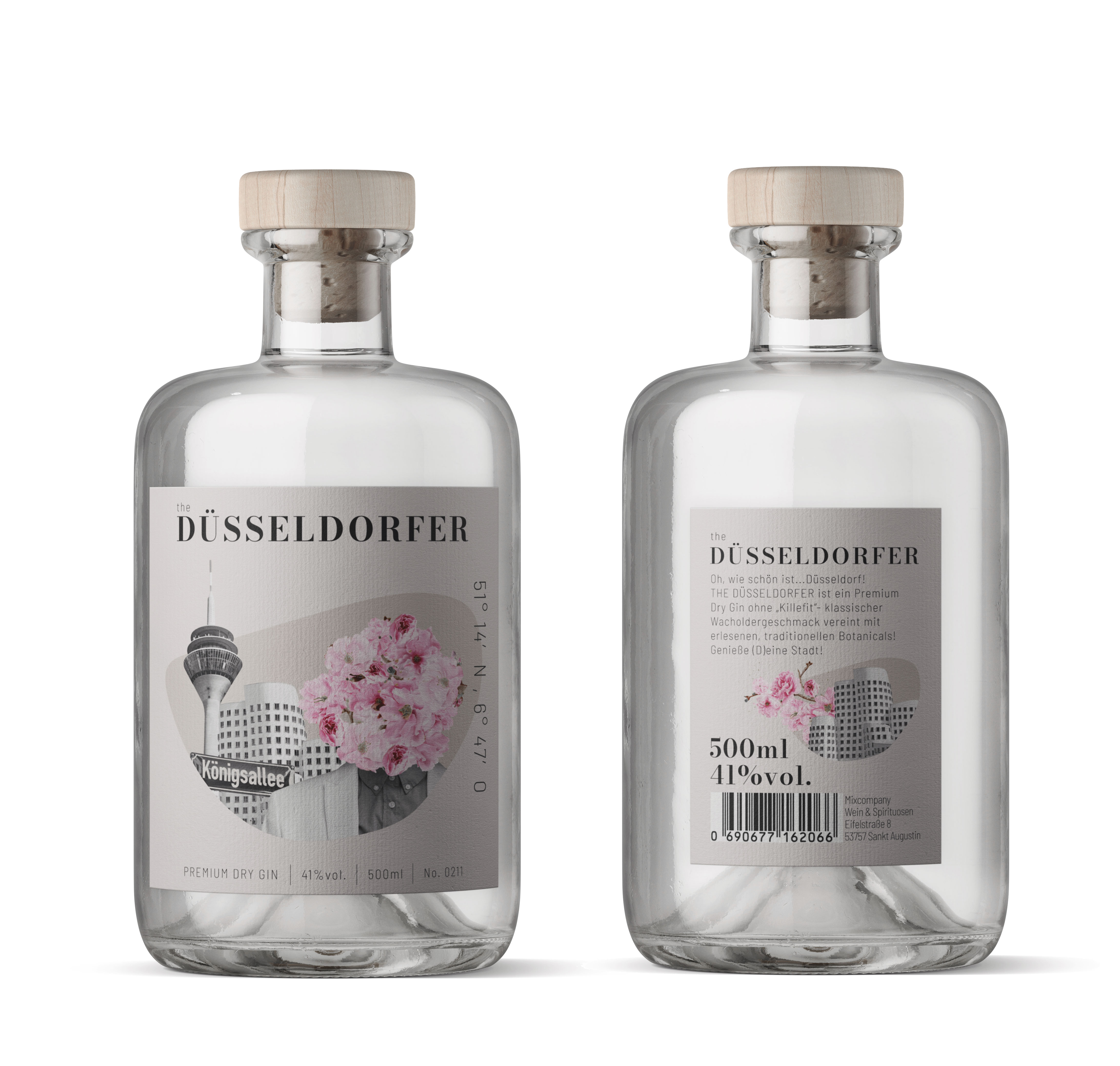 THE CITY GIN’S – Düsseldorfer Gin 0,5 l – Premium Dry Gin 41 % Vol – handcrafted Botanicals – urbaner Genuss mit rheinischem Charme - [Enthält Sulfite]