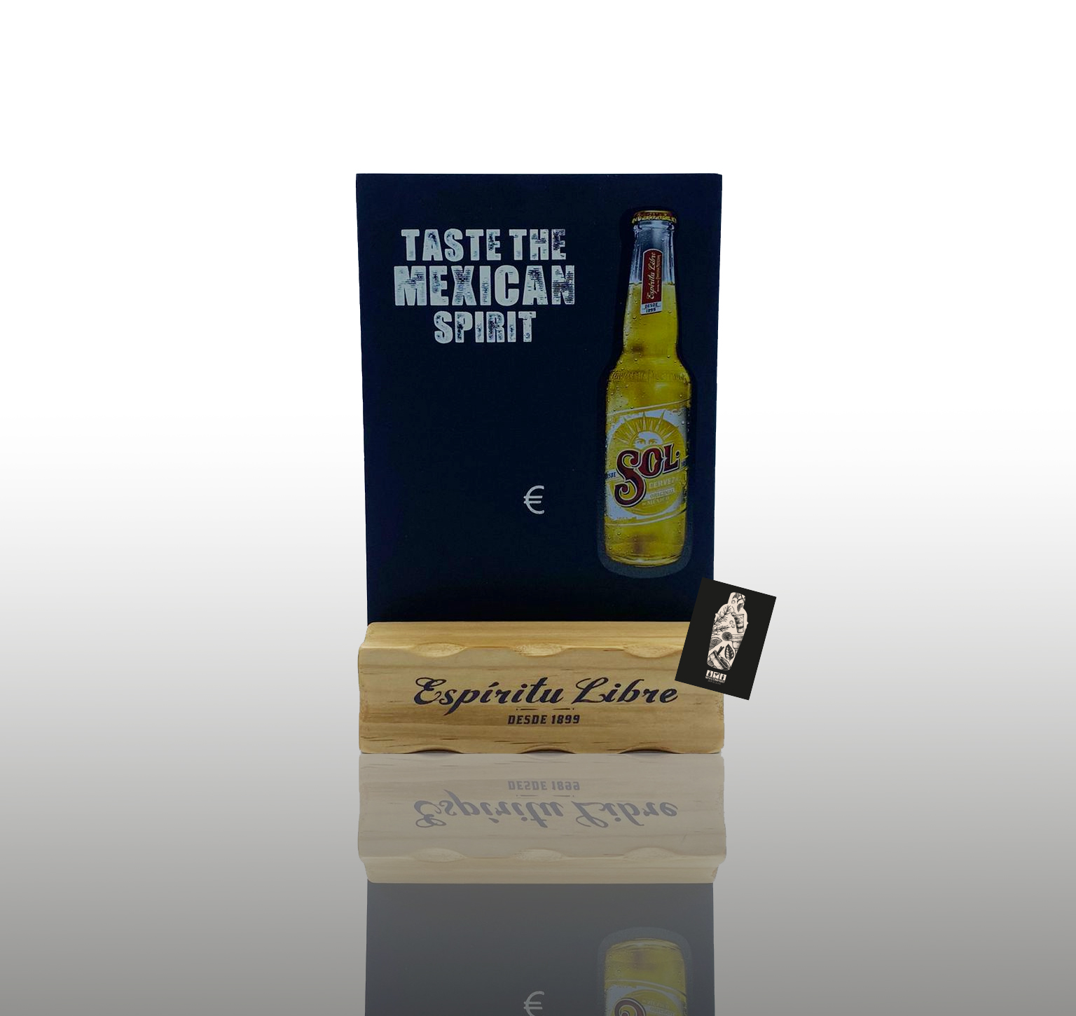 Sol Bier Tischaufsteller Tafel "Taste the mexican spirit" Maße: 16,5x10,5cm 