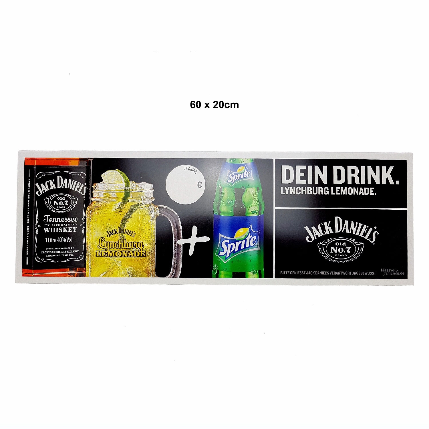 Jack Daniels Barmatte Untersetzer 50 x 20 cm Whiskey Tresenmatte, Abtropfmatte, 