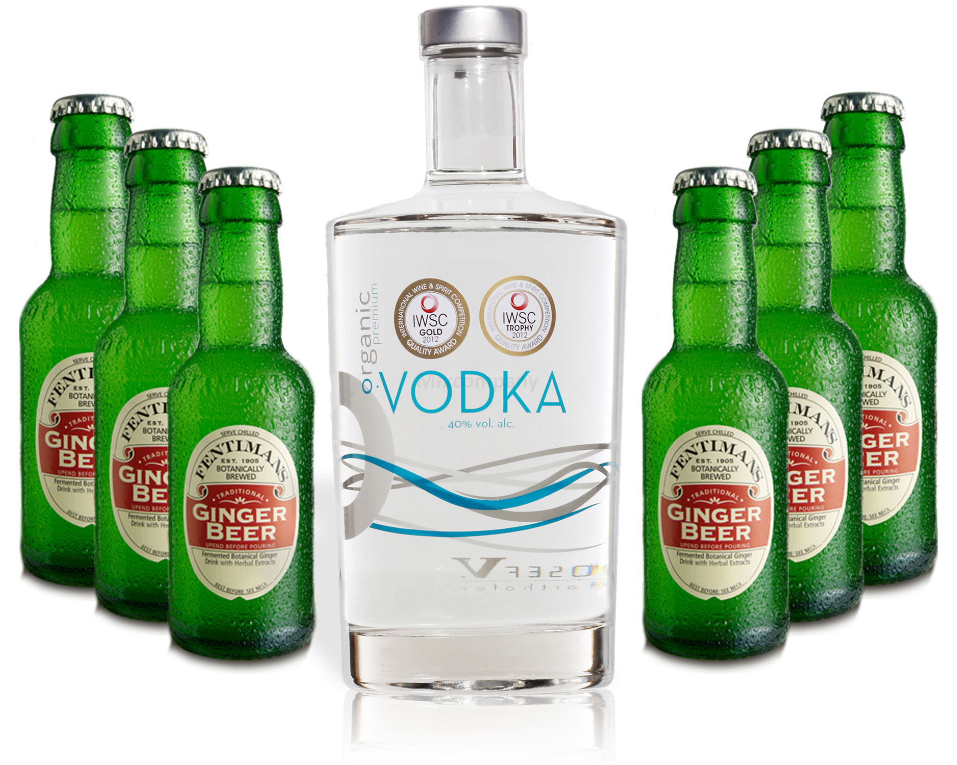 Moscow Mule Set - Organic Vodka 0,7l 700ml (40% Vol) + 6x Fentimans Ginger Beer 200ml - Inkl. Pfand MEHRWEG