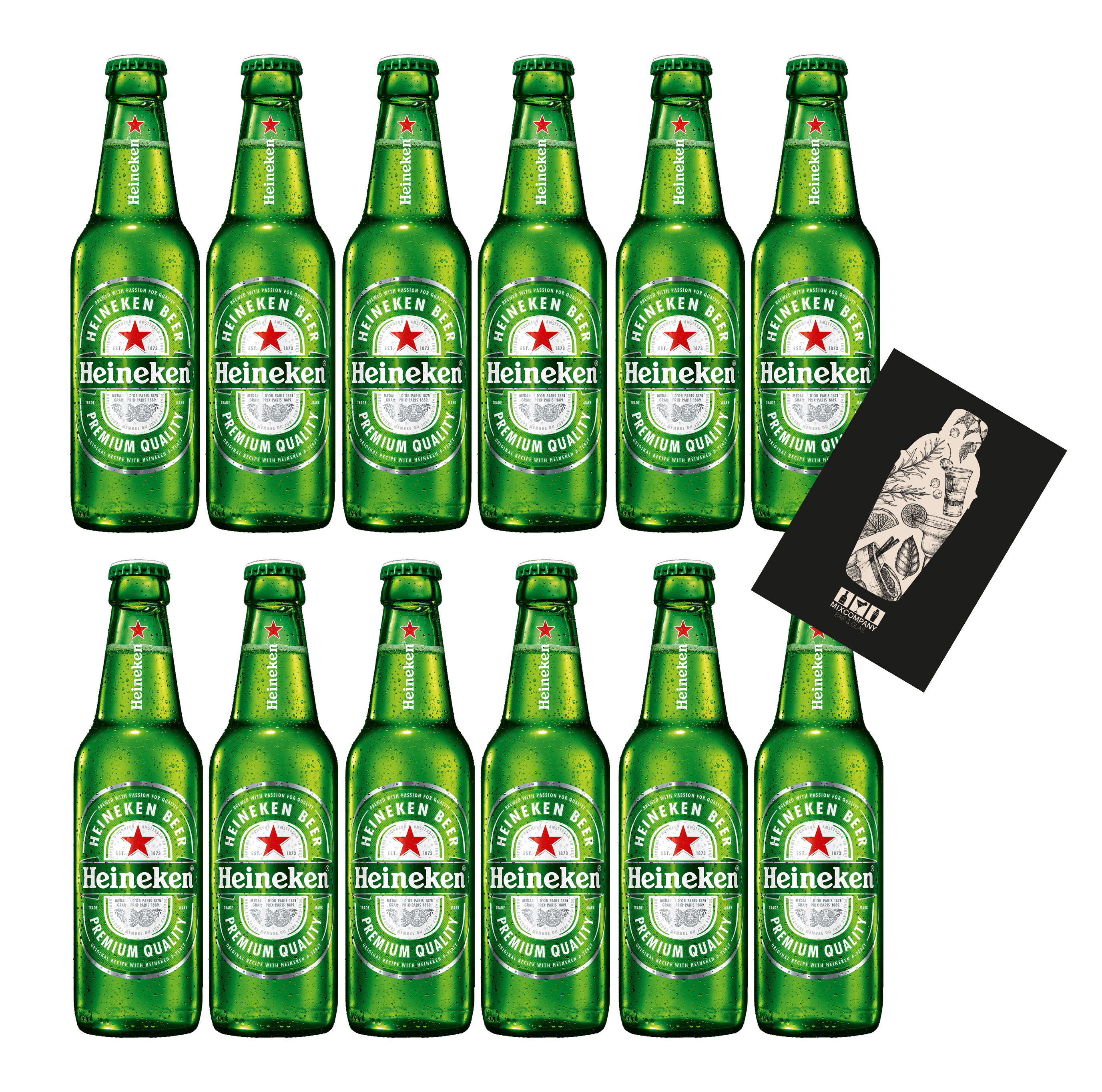 Heineken Pils 12er Set Bier 0,25l (5% Vol) mit Mixcompany Grußkarte inkl Pfand MEHRWEG- [Enthält Sulfite]