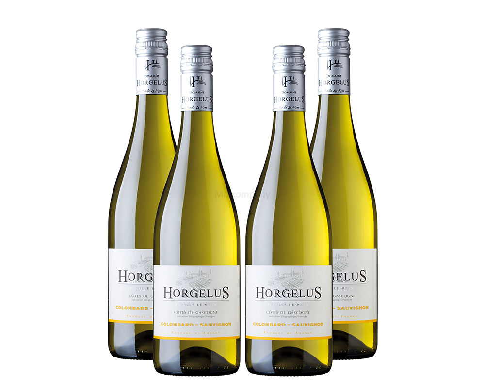 Horgelus Colombard Sauvignon - 4er Set Weißwein 0,75L (11,5% Vol) - Côtes de Gascogne Frankreich- [Enthält Sulfite]