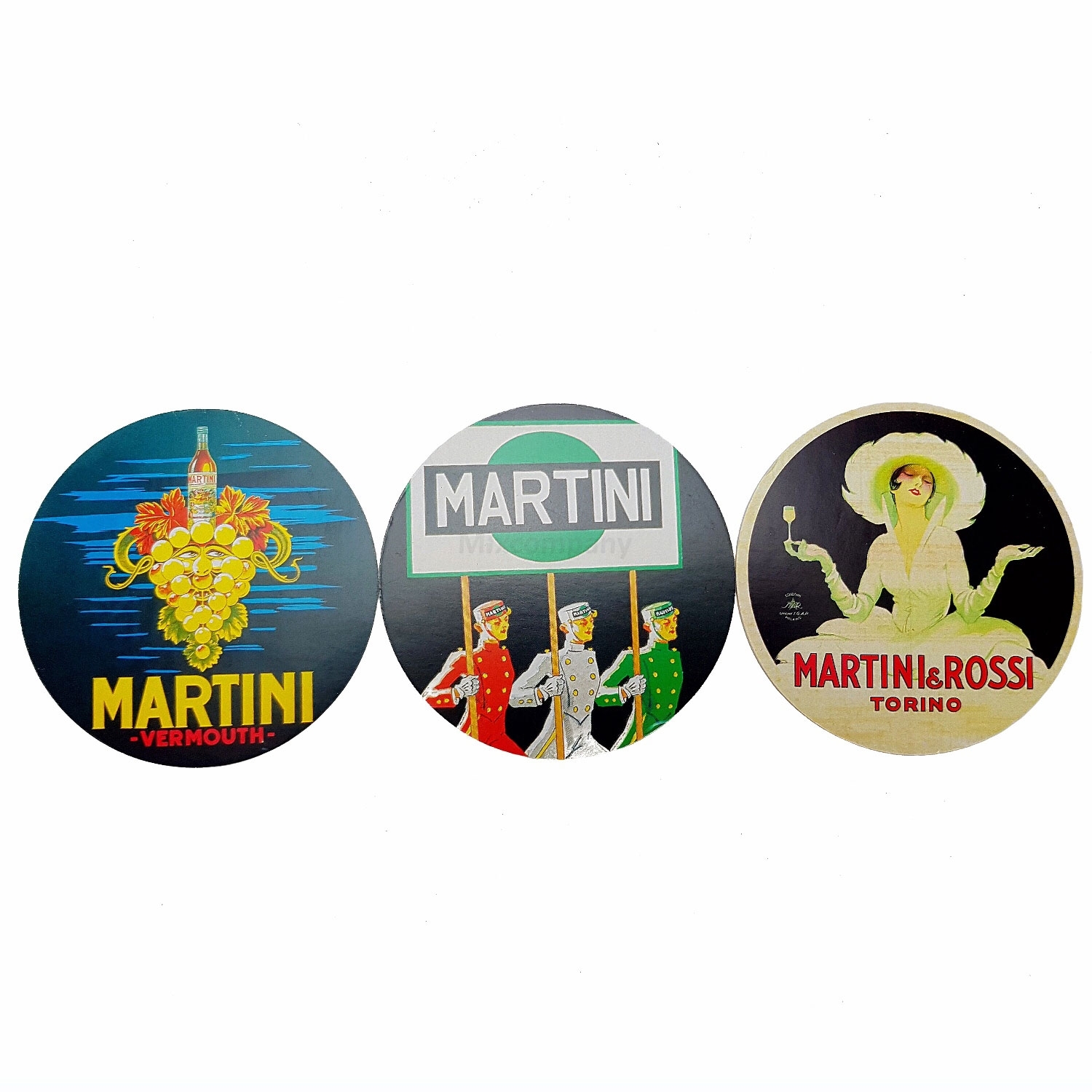 Martini Untersetzer Vintage Bierdeckel 3 verschiedene Motive