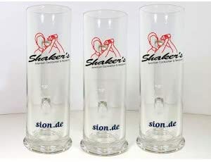 3x Shakers Sion Bierglas / Glas 0,5L 3 Stk. Bierkrug Glas Krug mit Henkel 