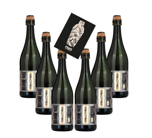 Kolonne Null MHD WARE - 6x 0% Alkohol - PRICKELNDER Riesling mit Korken Mindesthaltbarkeit überschritten - Alkoholfreier Riesling Prickelnd 0,75L