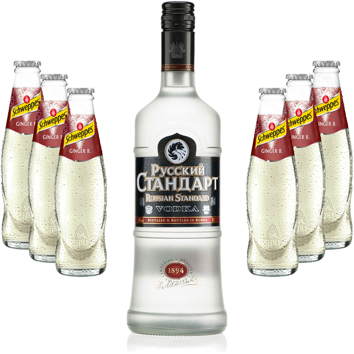 Moscow Mule Set - Russian Standard Vodka 0,7l 700ml (40% Vol) + 6x Schweppes Ginger Beer 200ml - Inkl. Pfand MEHRWEG