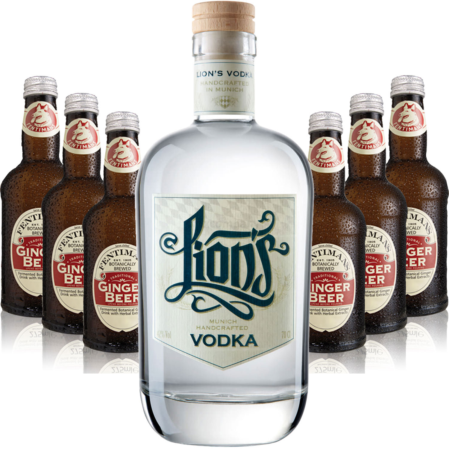 Moscow Mule Set - Lions Vodka 0,7l 700ml (42% Vol) + 6x Fentimans Traditional Ginger Beer 200ml - Inkl. Pfand MEHRWEG