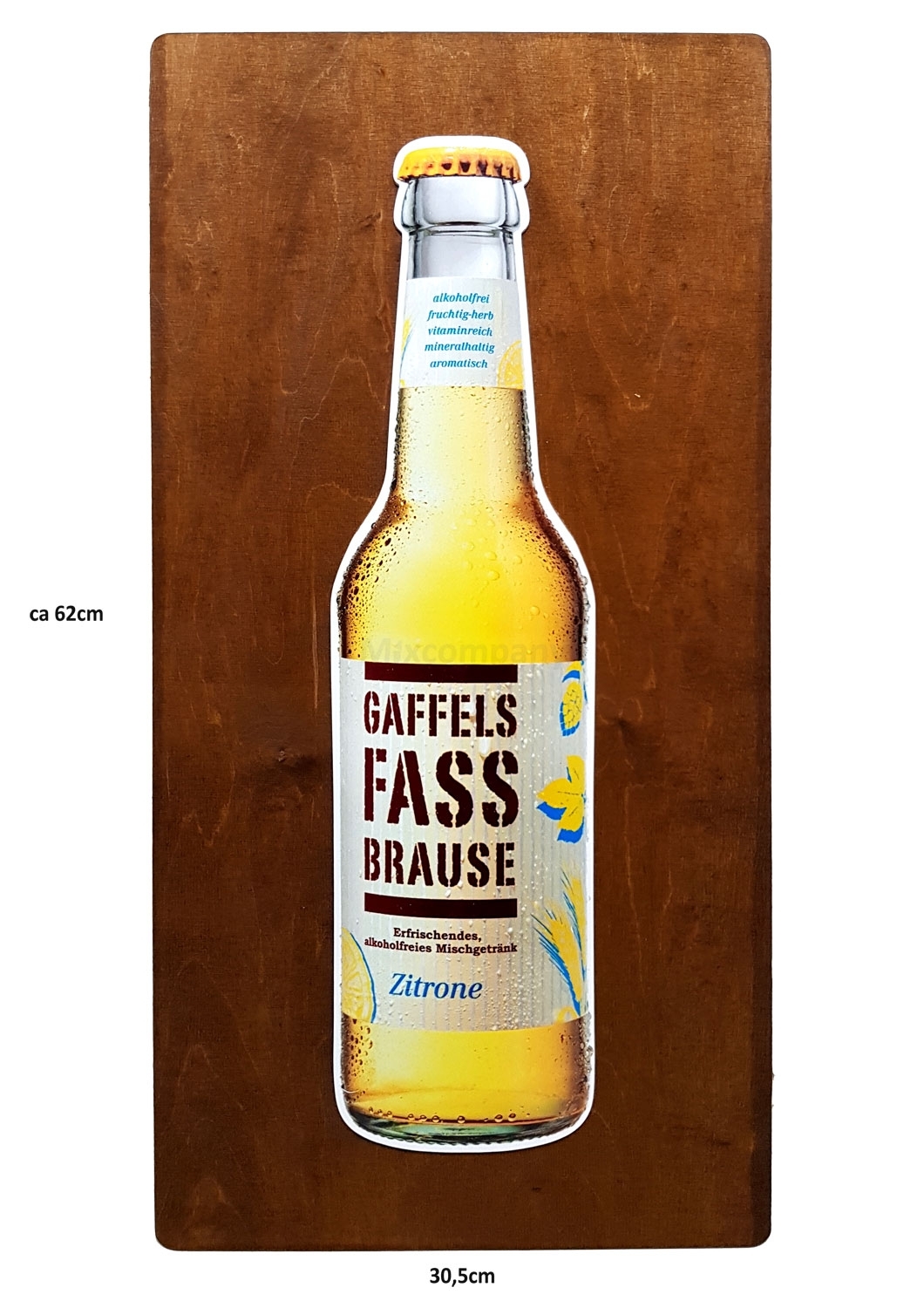 Gaffels Fass Brause Zitrone - Holz Reklame / Werbetafel mit Beleuchtung cs. 62x30,5cm