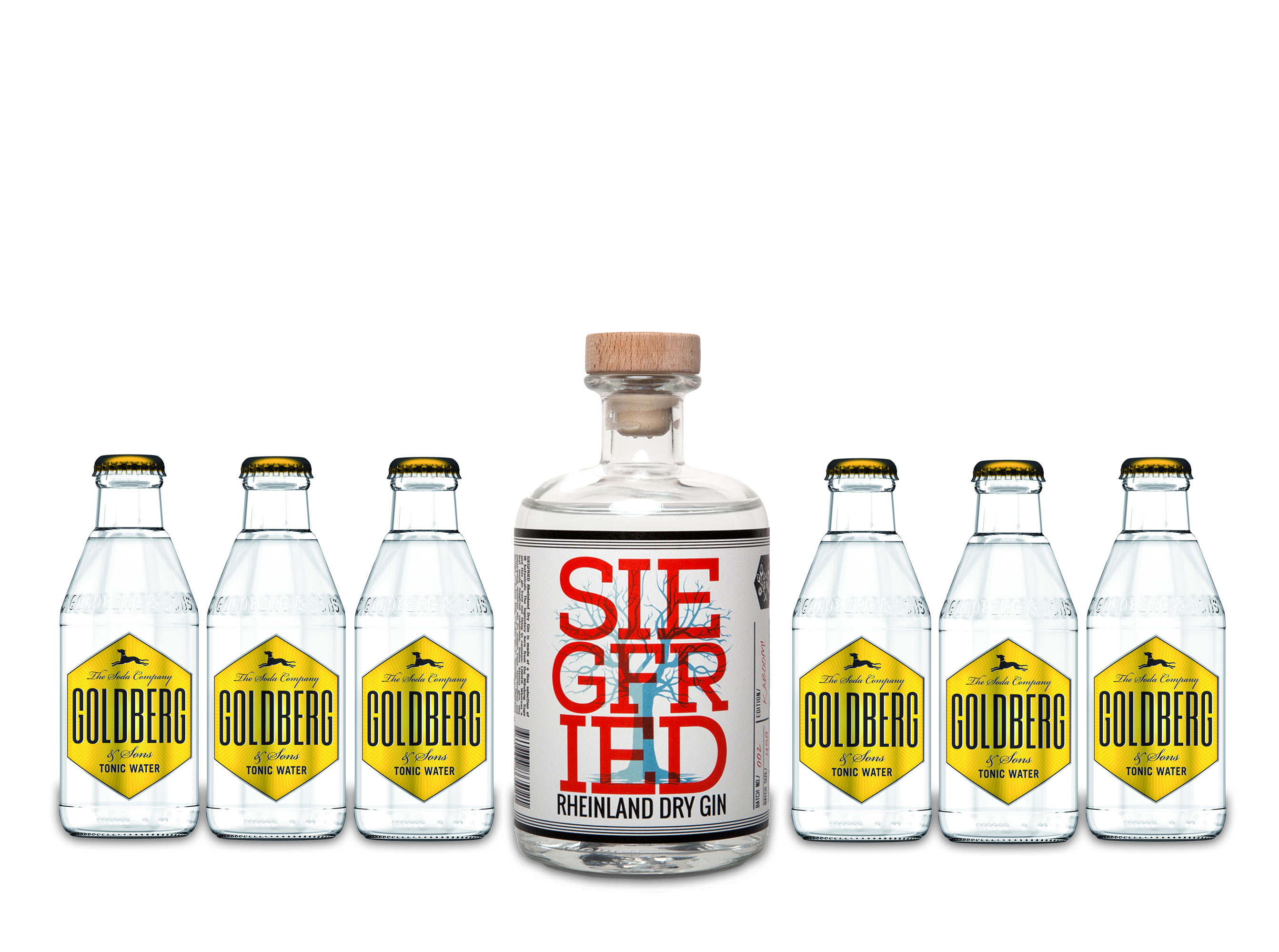 Siegfried Gin Tonic Set - Siegfried Rheinland Dry Gin 500ml (41% Vol) + 6 Goldberg Tonic Water 200ml - Inkl. Pfand MEHRWEG