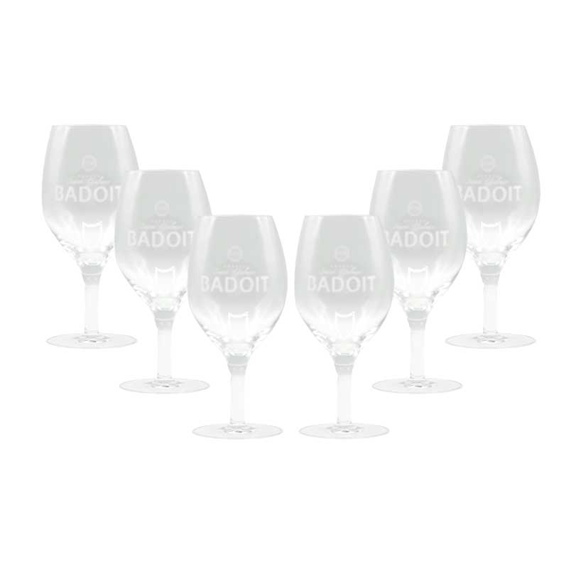 Badoit Wasserglas 6er Set Wasser Gläser mit Stielglas