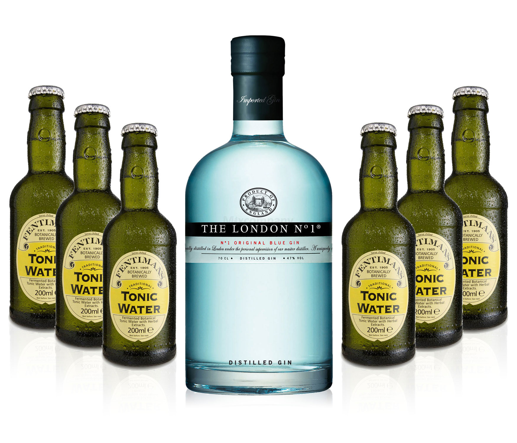 Gin Tonic Set - The London N1 Blue Gin 0,7l 700ml (47% Vol) + 6x Fentimans Tonic Water 200ml inkl. Pfand MEHRWEG