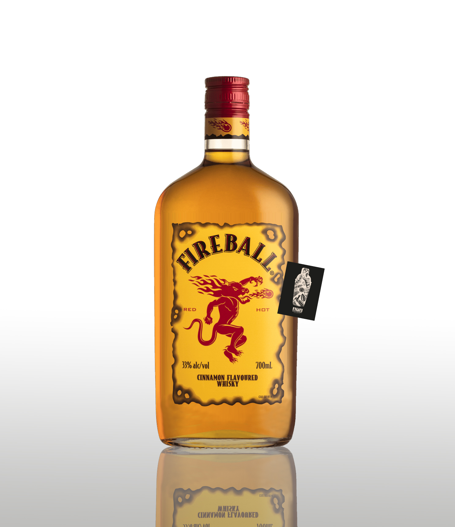 Fireball Whisky Zimt Likör 0,7L (33% vol.) Plus 1x Fireball Shotglas - [Enthält Sulfite]