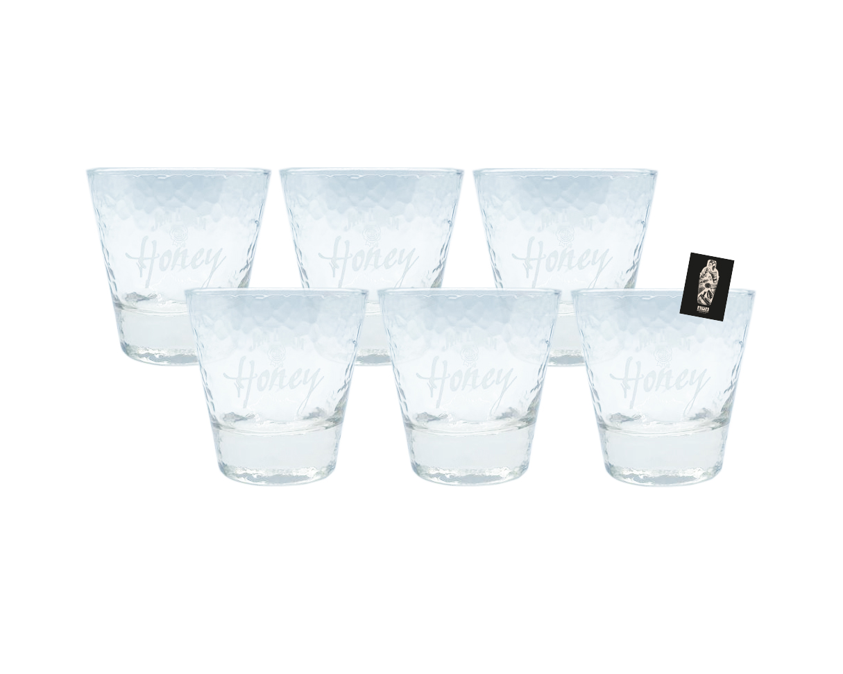 Jim Beam Honey 6er-Set Gläser Glas geeicht 2cl & 4cl Füllmenge ca. 200ml