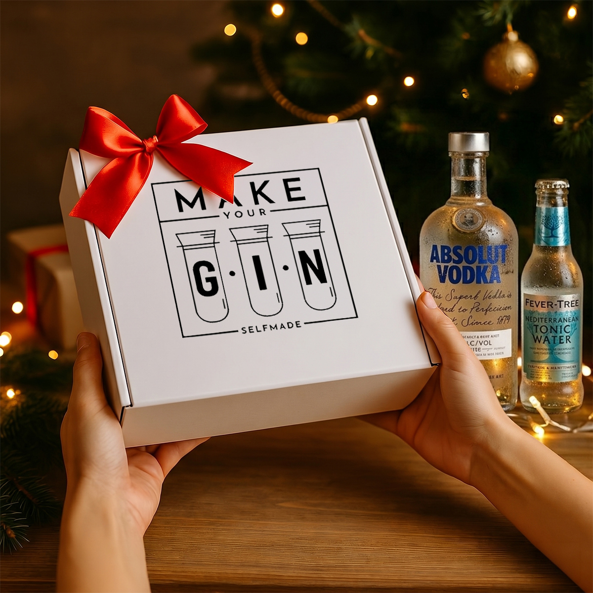 Make Your Gin Geschenkset Weiß mit Absolut Vodka & Fever-Tree Tonic Water - 12 Botanicals Geschenkset