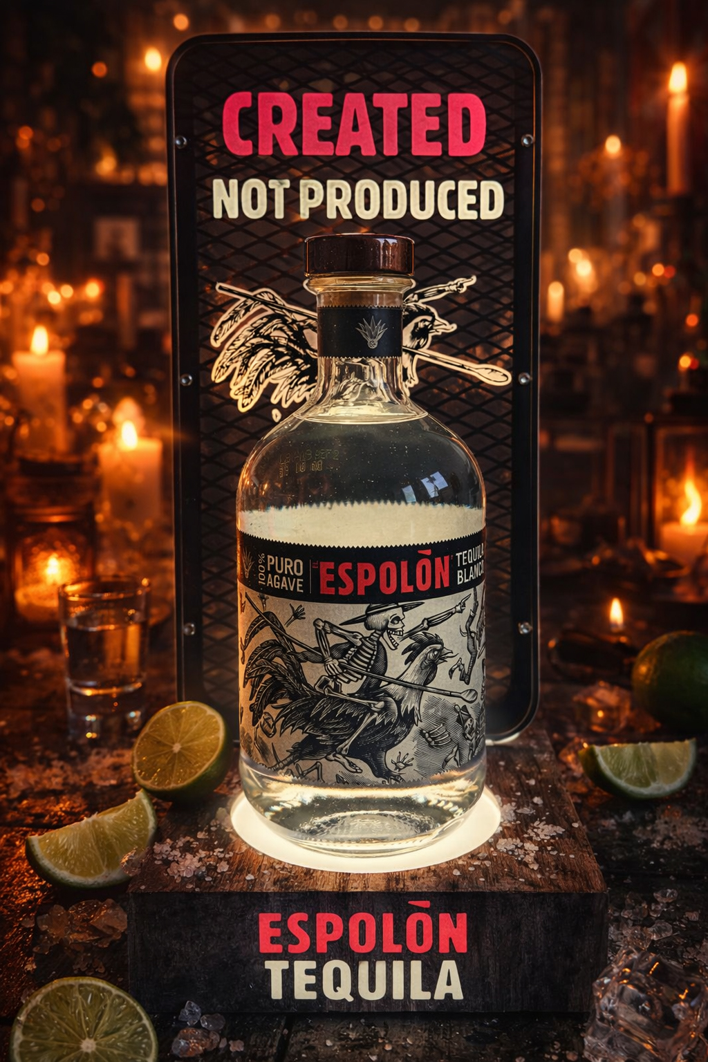 Espolòn Tequila Glorifier Display / Flaschenpräsenter beleuchtet – ca. 40 cm hoch, 15 cm breit – Lieferung ohne Flasche