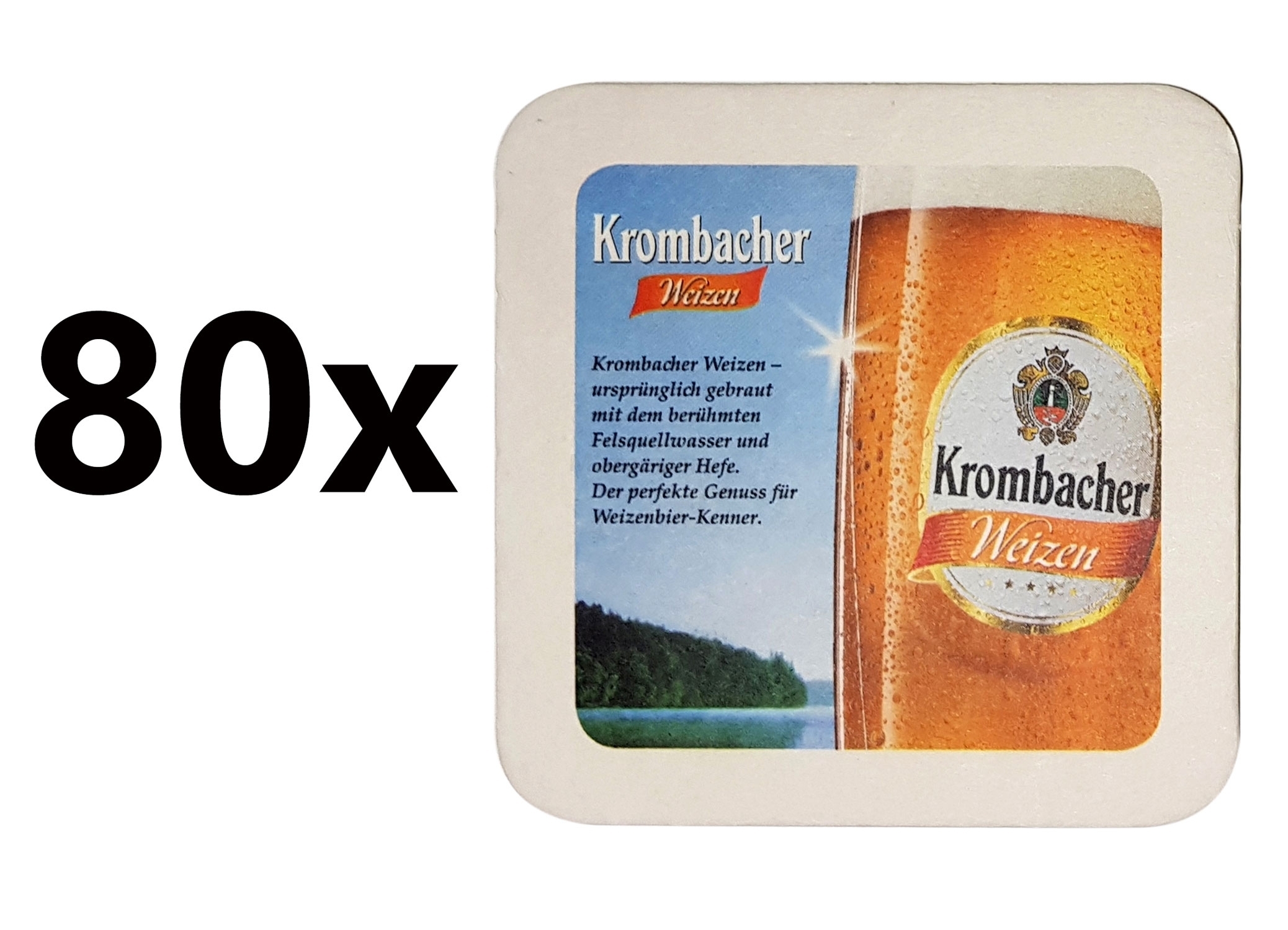 Krombacher Weizen Bierdeckel Untersetzer Unterlage Pappdeckel Bierfilz - 80er Packung