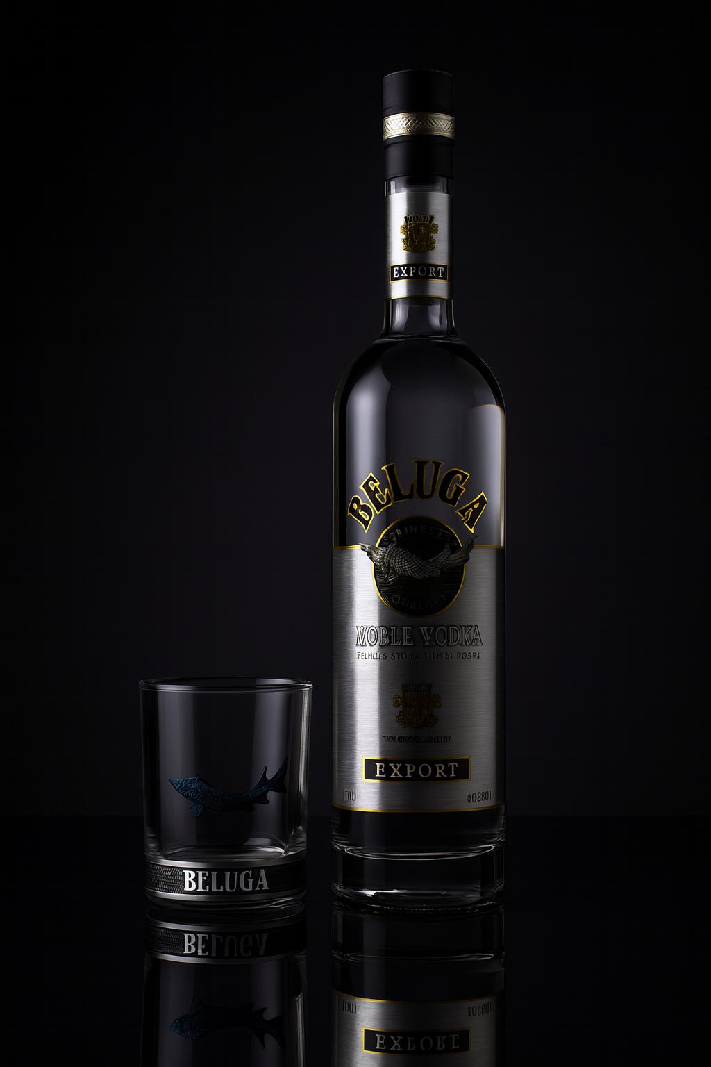Beluga Noble Vodka Geschenkset – 0,7L – 40% Vol. – Mit original Beluga Glas mit blauem Stör & luxuriöser Geschenkbox- [Enthält Sulfite]