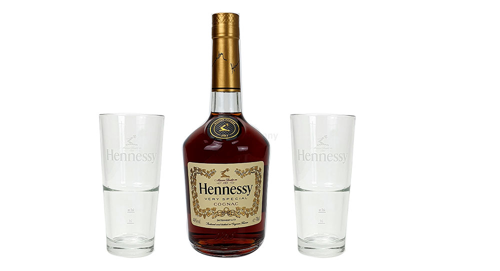 Hennessy VS - Hennessy Cognac 0,7l 700ml (40% Vol) + 2x Gläser / Glas / Longdrinkglas - [Enthält Sulfite]