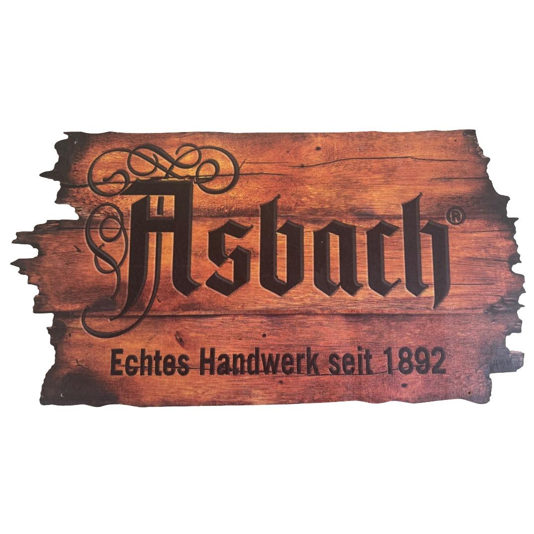 Asbach Wandschild – Echtes Handwerk seit 1892 | Rustikales Holzschild (66 x 36 x 1,5 cm)
