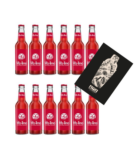 Fritz-Limo Apfel Kirsch Holunder 12er Set Limonade 12x 0,2L inkl. Pfand MEHRWEG mit Mixcompany Grußkarte