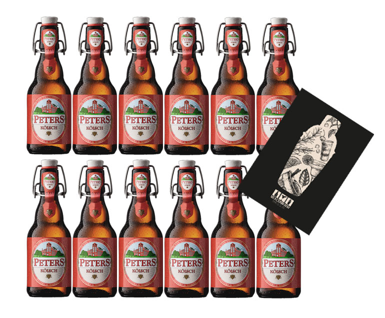 Peters Kölsch 12er Set Bier 0,33L (4,8% Vol) mit Mixcompany Grußkarte inkl Pfand MEHRWEG- [Enthält Sulfite]