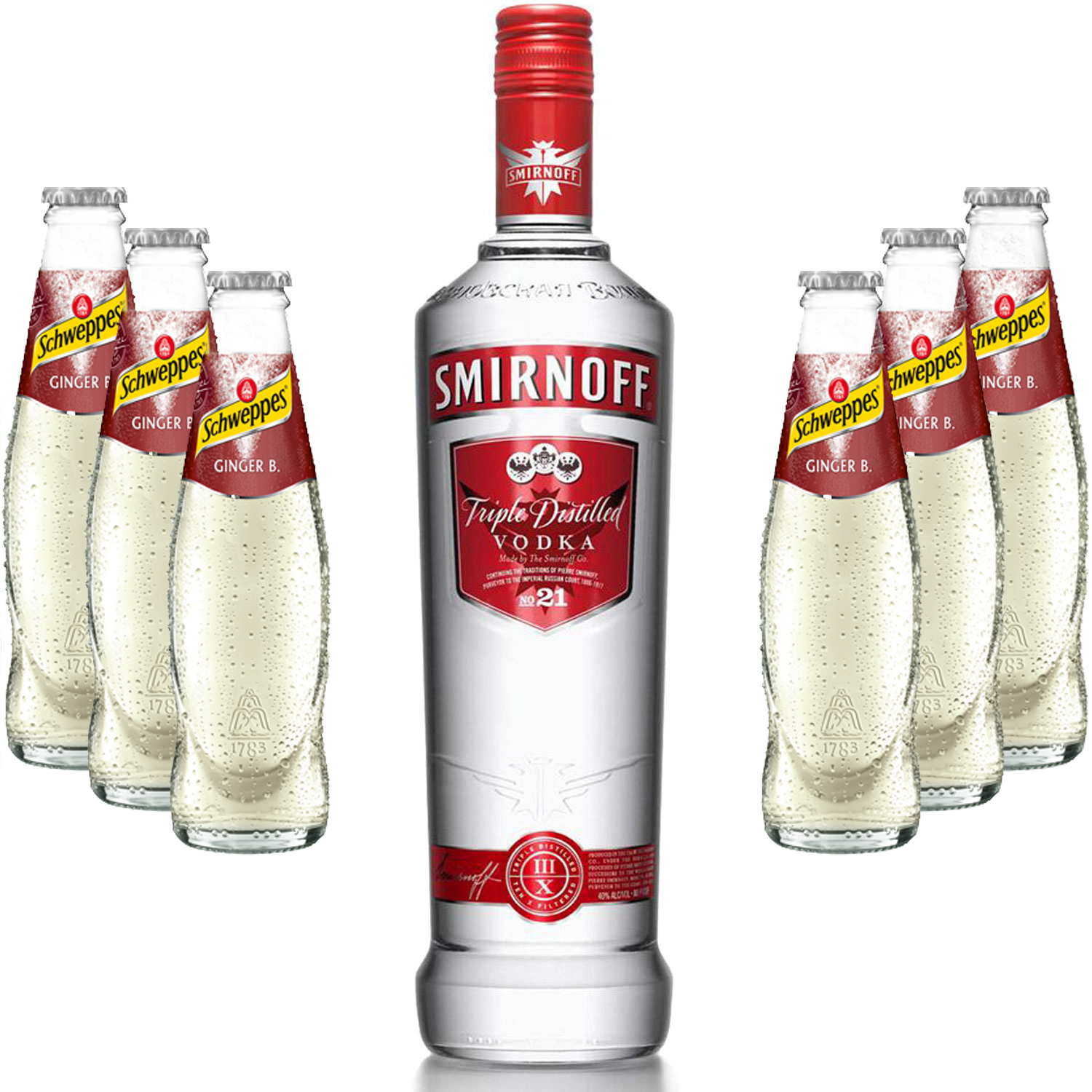 Moscow Mule Set - Smirnoff Vodka 0,7l 700ml (37,5% Vol) + 6x Schweppes Ginger Beer 200ml - Inkl. Pfand MEHRWEG