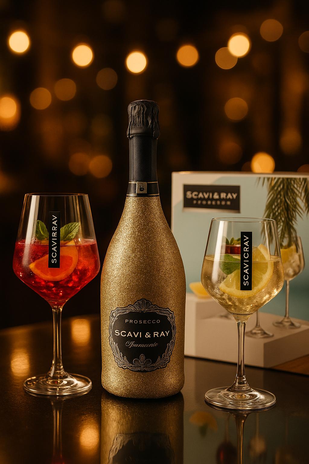Scavi & Ray Prosecco Spumante Gold Edition 0,75L – 11% Vol. – Geschenkset mit 2 original Scavi & Ray Gläsern & Premium-Geschenkbox- [Enthält Sulfite]