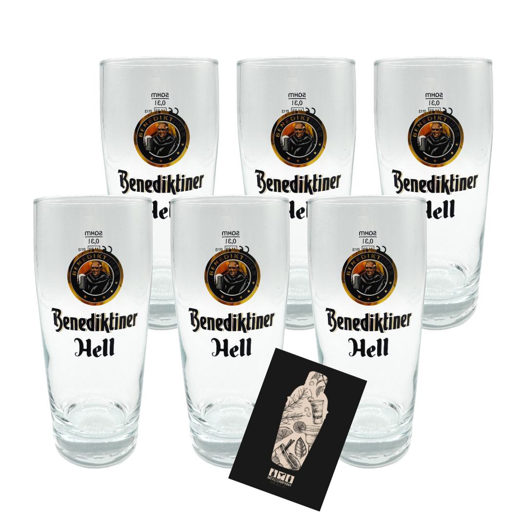 Benediktiner Hell Bierglas - 6er-Set Biergläser 0,3l geeicht