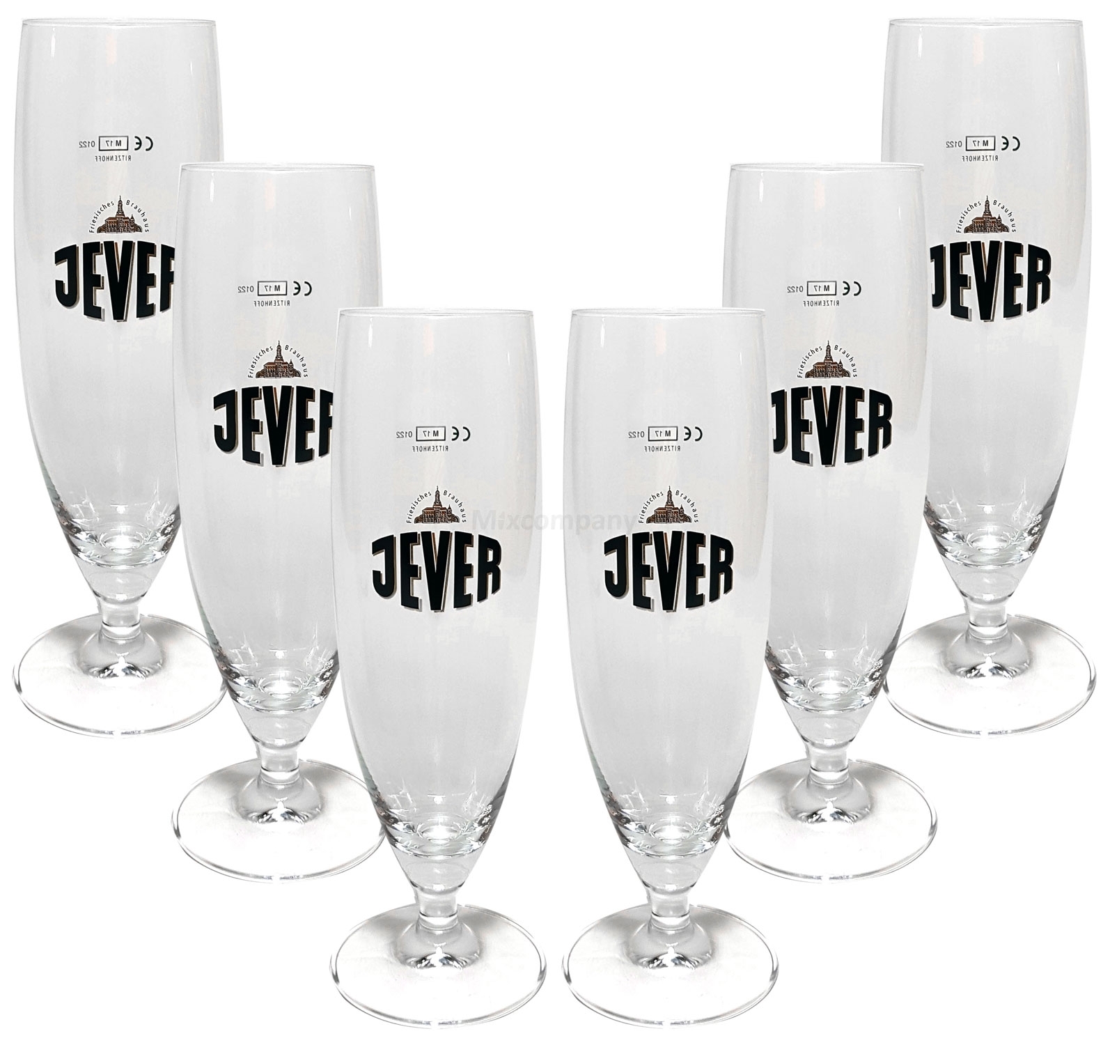 Jever Bierglas Bierpokal Glas Gläser-Set - 6x Pilstulpen 0,3l geeicht