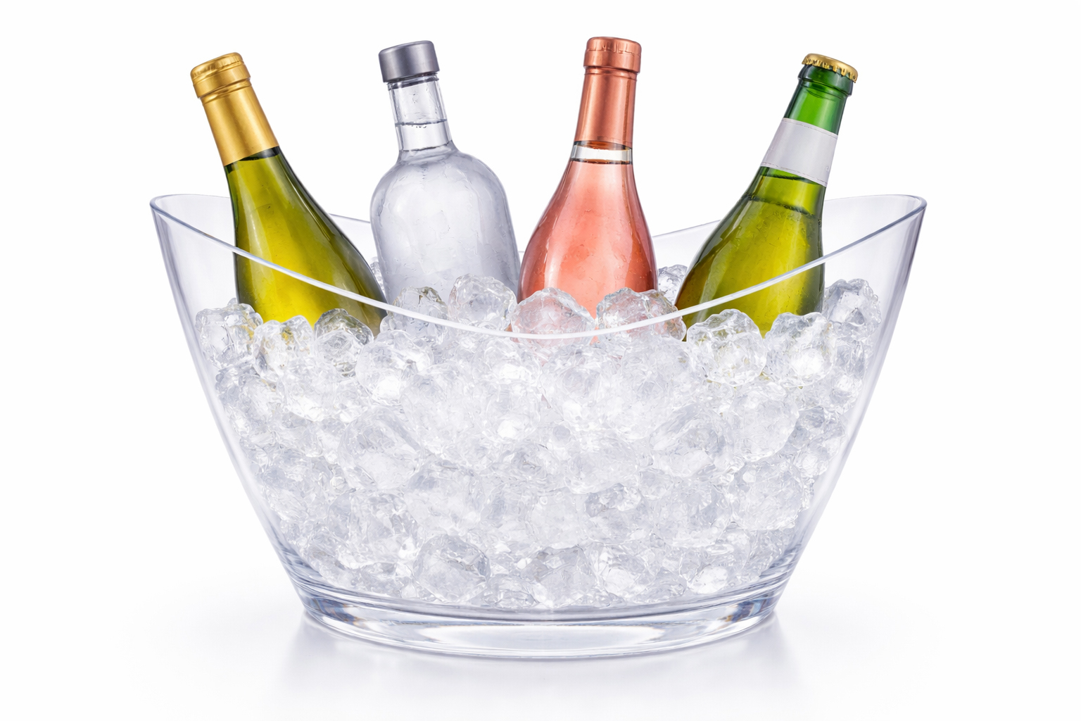 Transparenter Flaschenkühler / Getränkekühler 40 cm breit – großer Sektkühler / Eisbehälter ca. 22 cm hoch