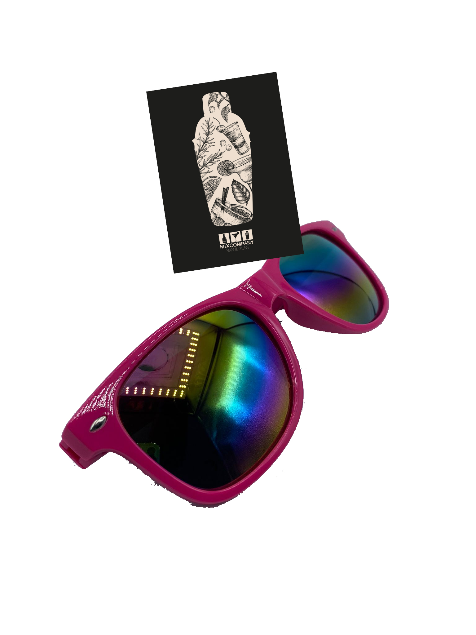 3x Sour Sonnenbrille Nerd Brille Partybrille mit UV SCHUTZ 400- Pink Rainbow Revo
