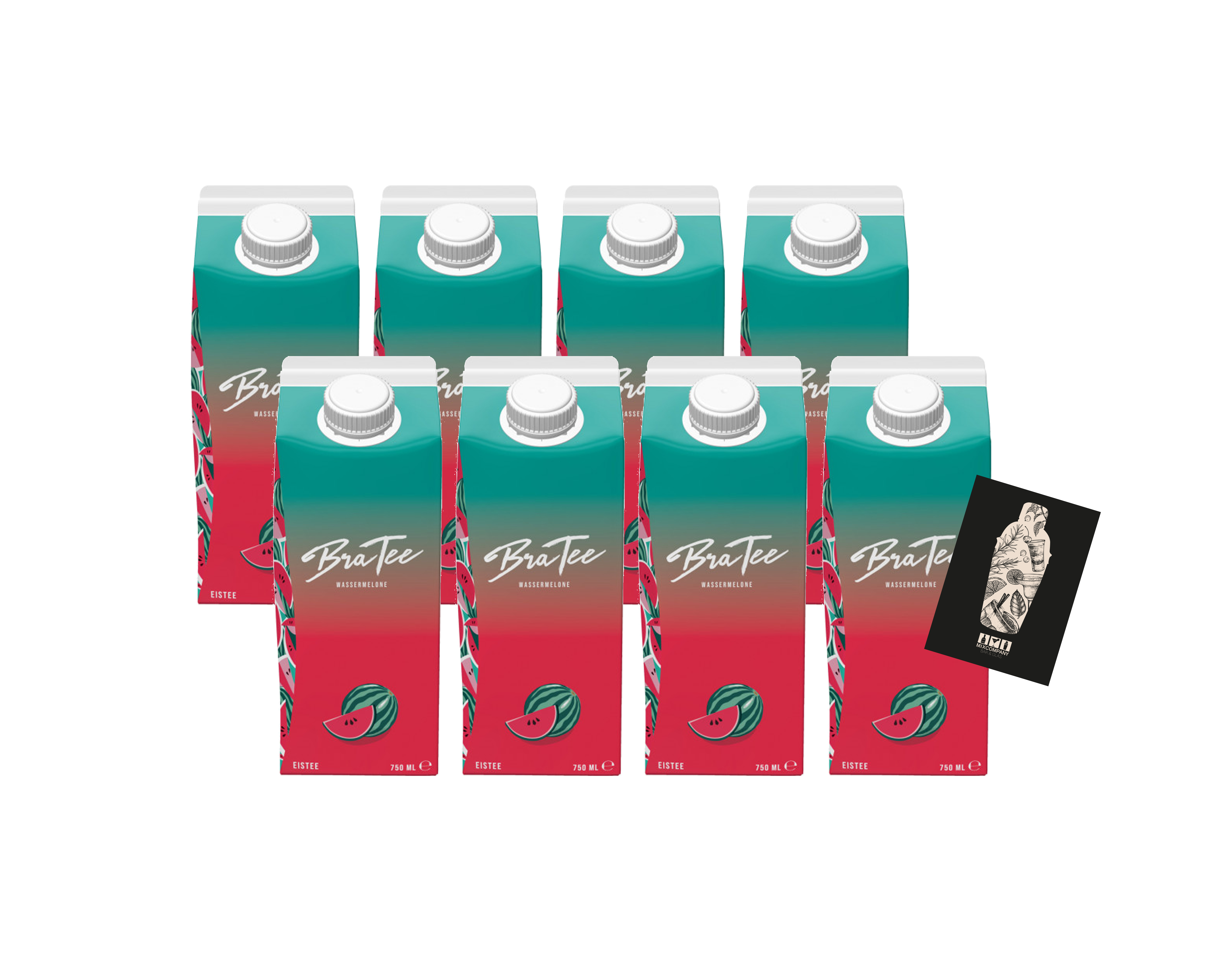 Capital BraTee MHD WARE 8er Set Eistee Wassermelone 8x 750ml Ice tea Wassermelone+ Autogrammkarte Mindesthaltbarkeit Überschritten