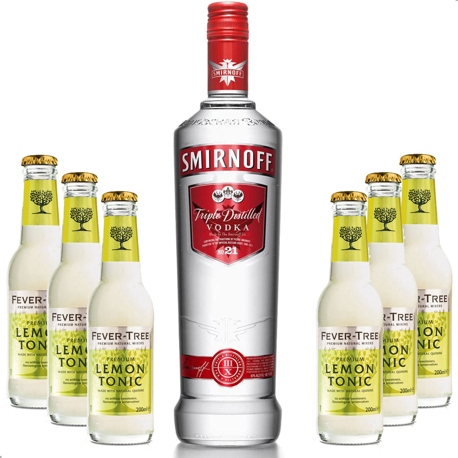Vodka Lemon Set - Smirnoff Vodka 0,7l 700ml (37,5% Vol) + 6x Fever Tree Lemon Tonic 200ml inkl. Pfand MEHRWEG