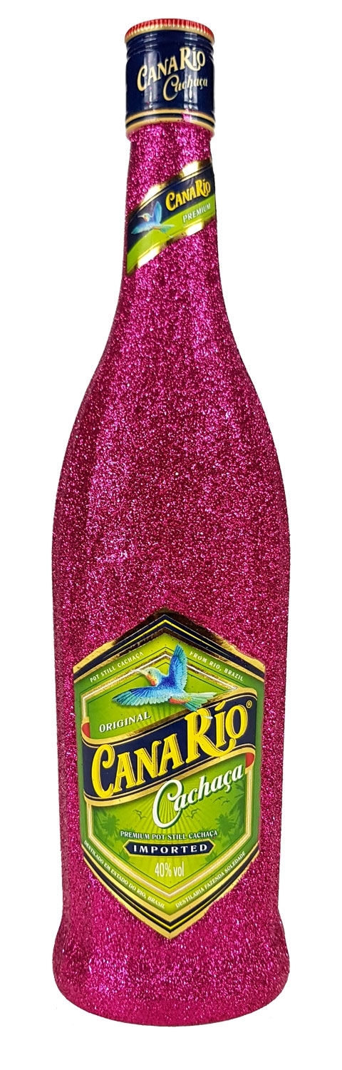 Canario Cachaca Zuckerrohrschnaps 0,7l 700ml (40% Vol) Bling Bling Glitzerflasche in hot pink -[Enthält Sulfite]
