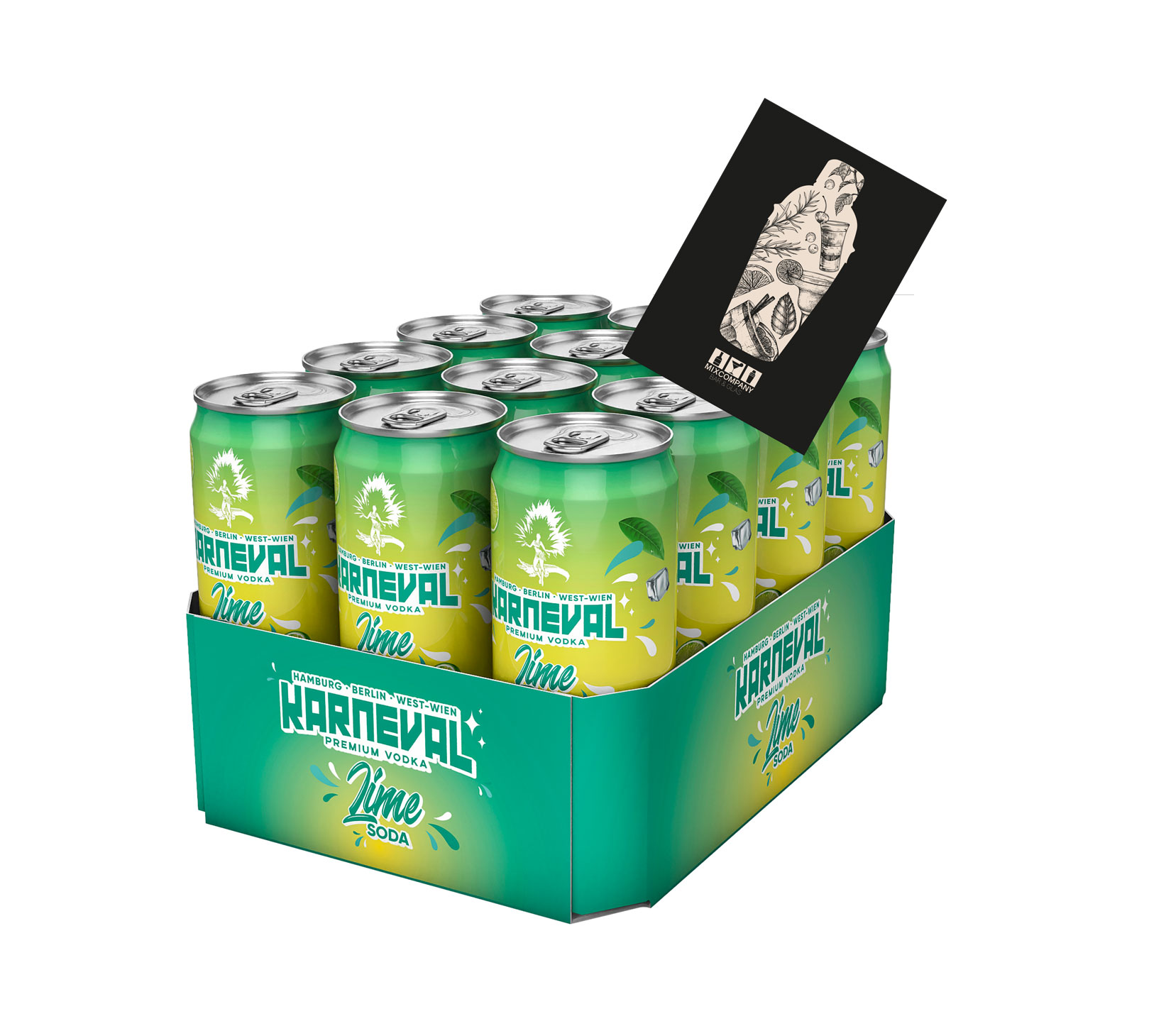 Karneval Vodka 12er Set Lime Soda 12x 0,33L (10% Vol) Skinny Bitch von Raf Camora und Bonez Mc inkl. Pfand EINWEG- [Enthält Sulfite]
